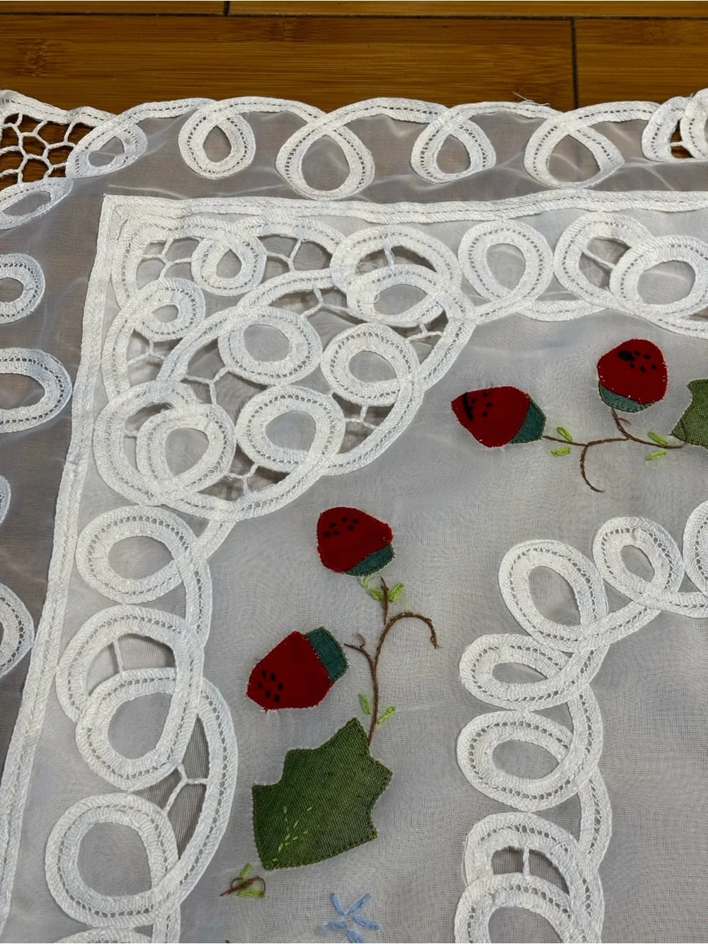 White Embroidered Lace coushion cover & tissue cover.